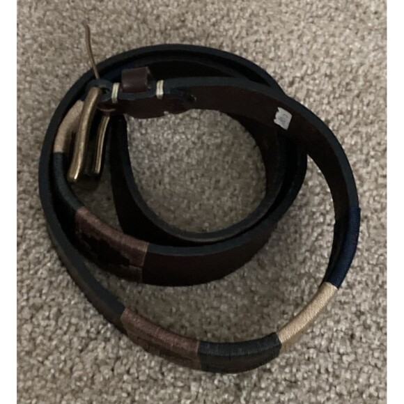 Old Ombu Pampa Leather Blue,Green,Tan & Brown Wax Thread Belt Adult Sz 105 40” L - Picture 3 of 12